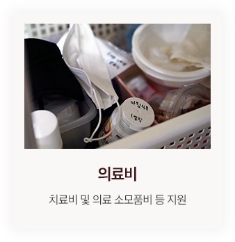 의료비 - 치료비 및 의료 소모품비 등 지원